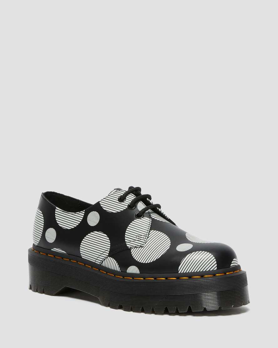 Dr Martens Platform Shoes Men's 1461 Polka Dot Smooth Leather Black | Malaysia 57840-WBLA